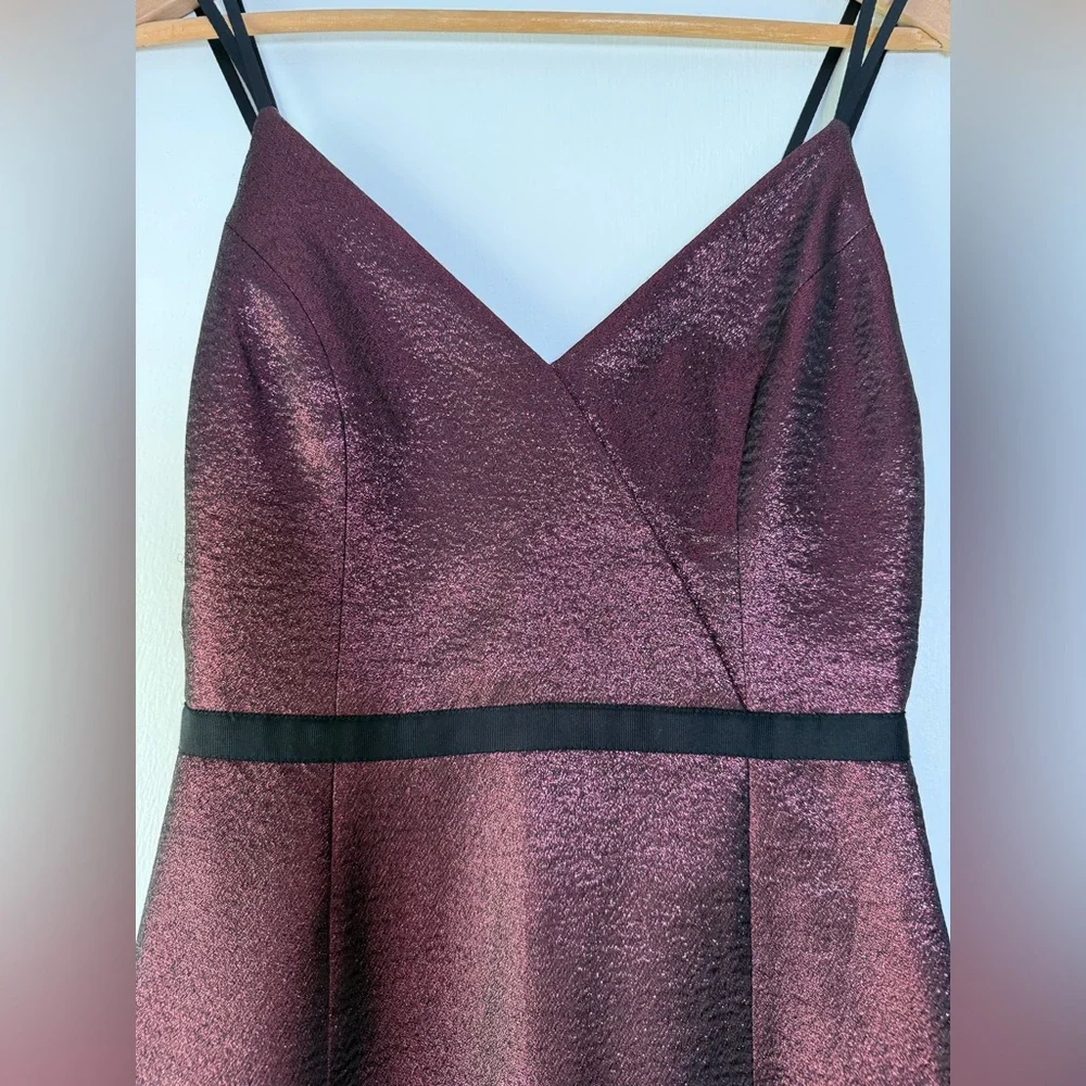 New! CINQ à SEPT 5 à 7 Soleil Metallic Dress in Cherry Spaghetti Straps Size 4 - Picture 5 of 14